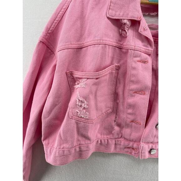 Blue B Collection Boutique Pink Short Denim Jacket Size S/M NEW WITH TAGS - Picture 2 of 10